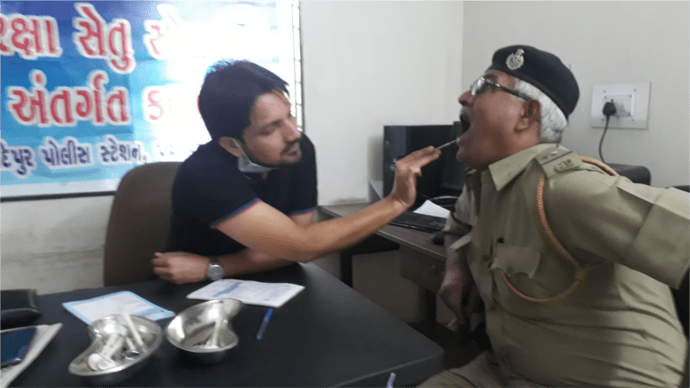 Police Officer getting a Dental Check up at Free camp